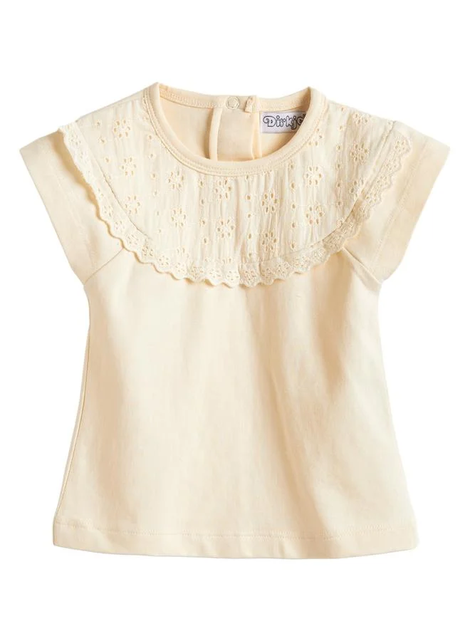 Dirkje Girls Schiffli Cotton Top and Trousers Set